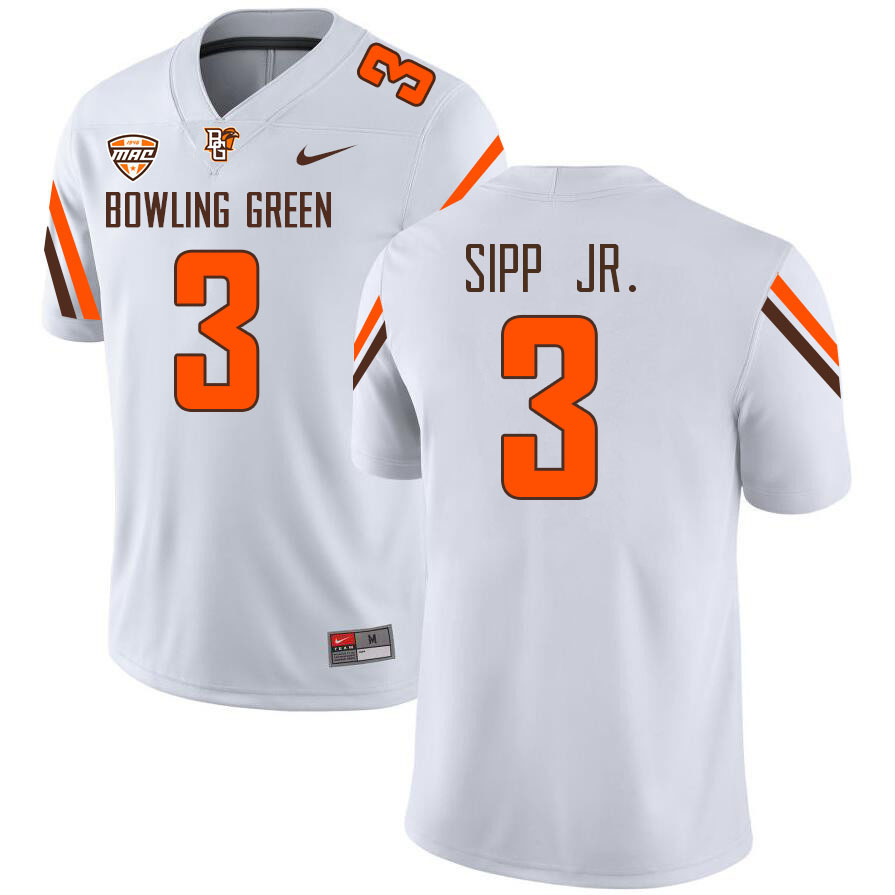 Bowling Green Falcons #3 Joseph Sipp Jr. College Football Jerseys Stitched Sale-White